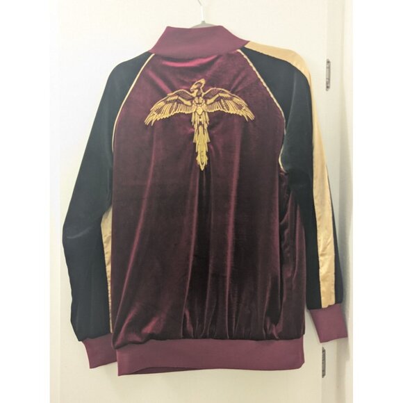 Harry Potter Burgundy & Gold Velvet Jacket XL Magical Creatures Embroidery Ragla - Picture 4 of 7